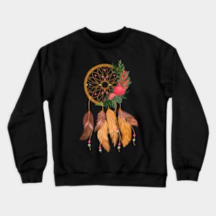 Floral Tan Dreamcatcher Illustration Crewneck Sweatshirt